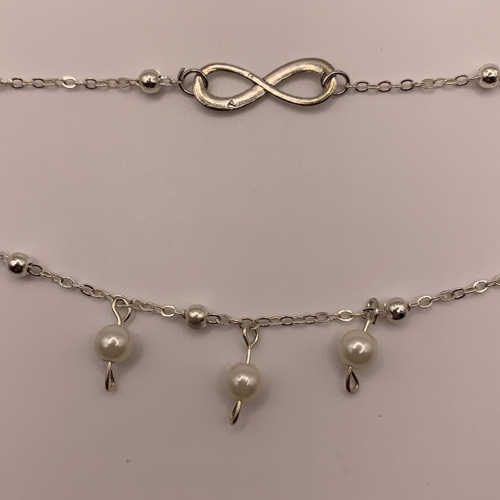Two-Stranded Silver-tone Infinity Ankle Bracelet - Picture 4 of 5
